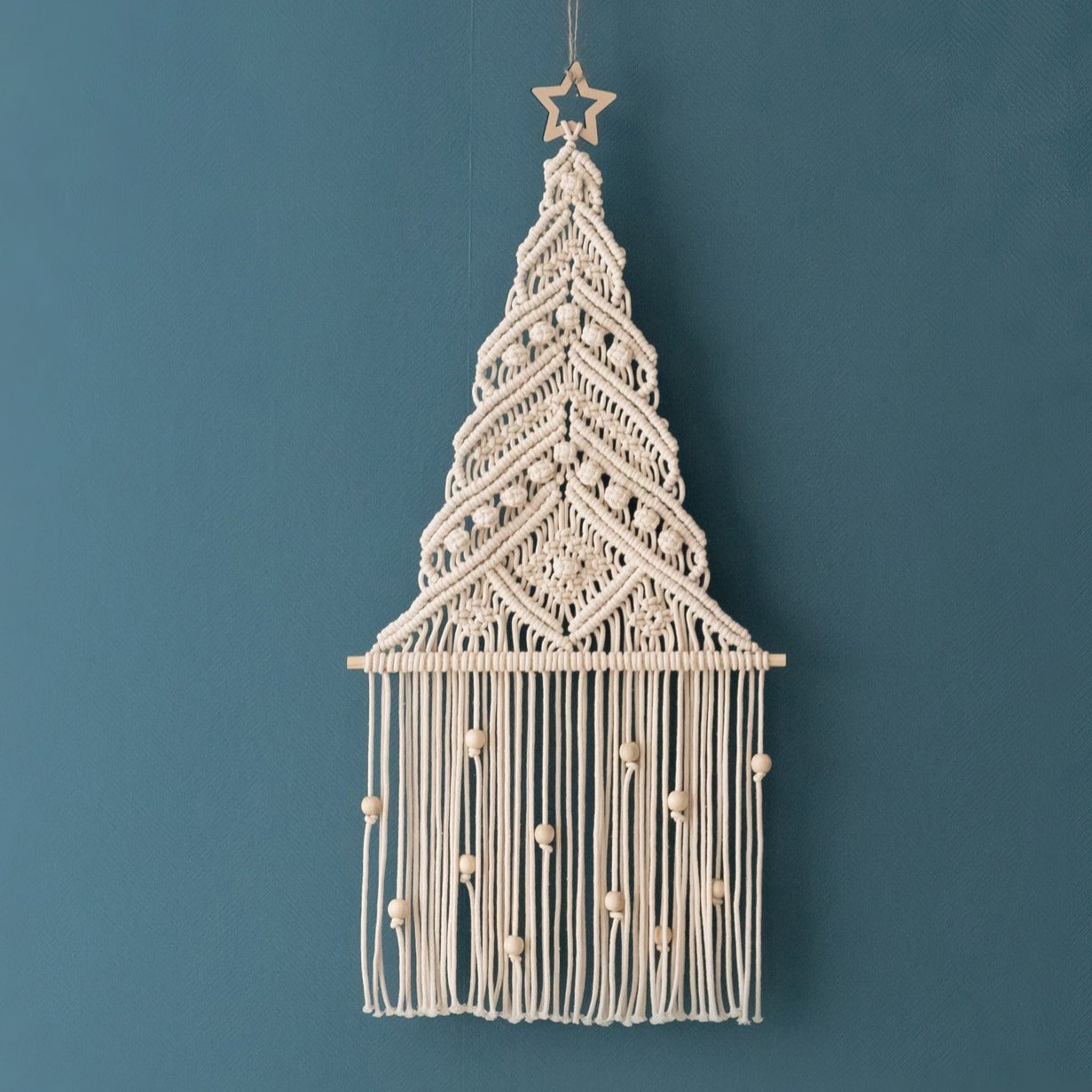 Árbol de Navidad de macramé para decoración de pared navideña estilo bohemio 