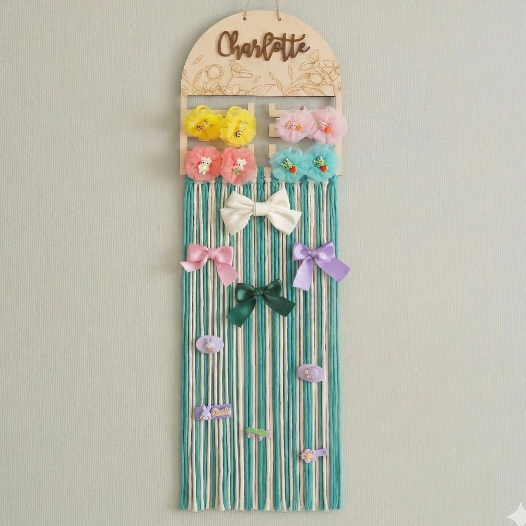 Personalized Macrame Bow Holder for Hair Bows and Girls Room Decor H97