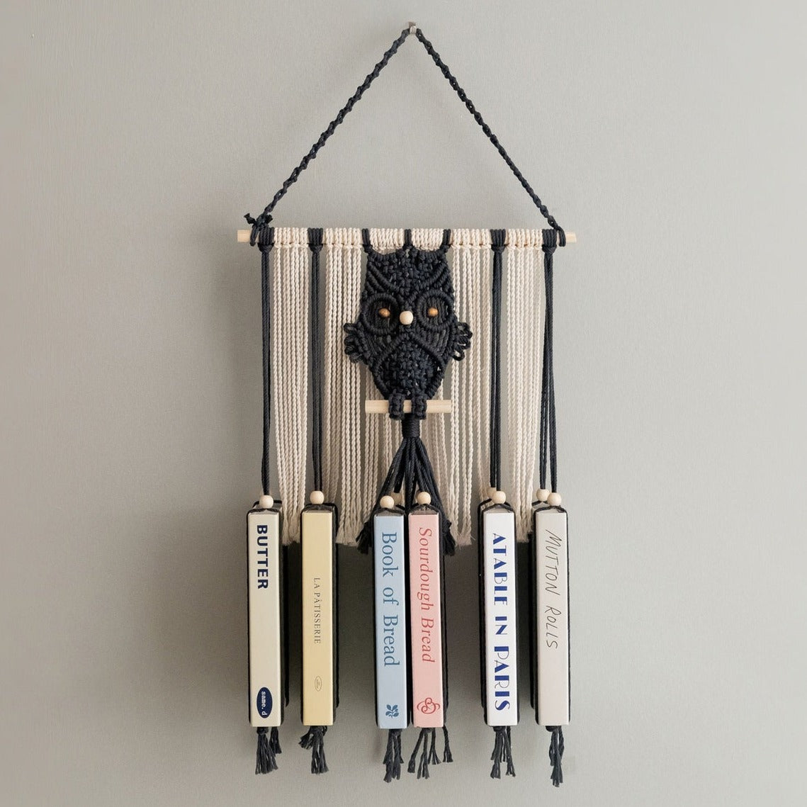 Macrame Owl Book Holder for Boho and Scandinavian Home Decor