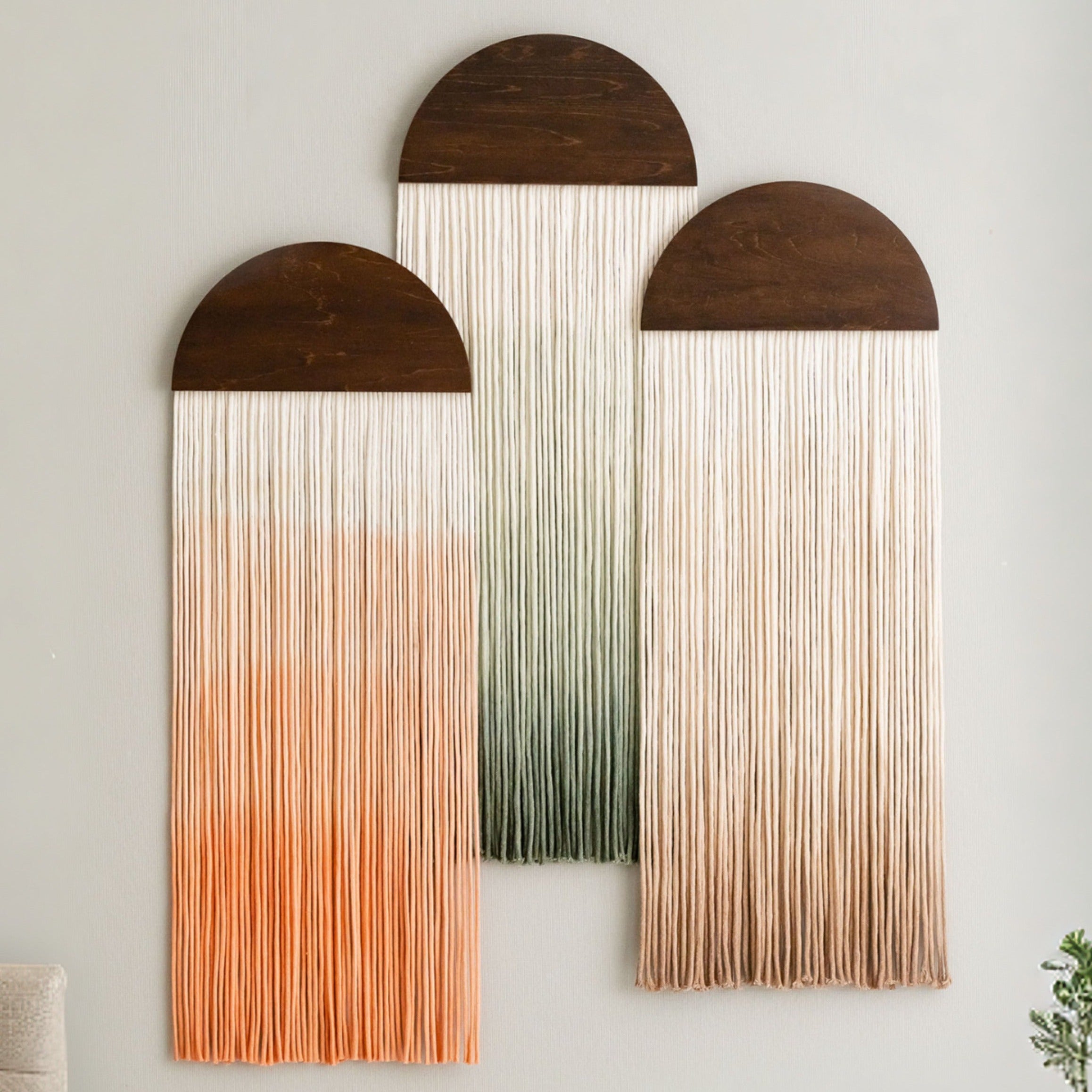 Fiber Art Ombre Hanging for Farmhouse Wall Decor