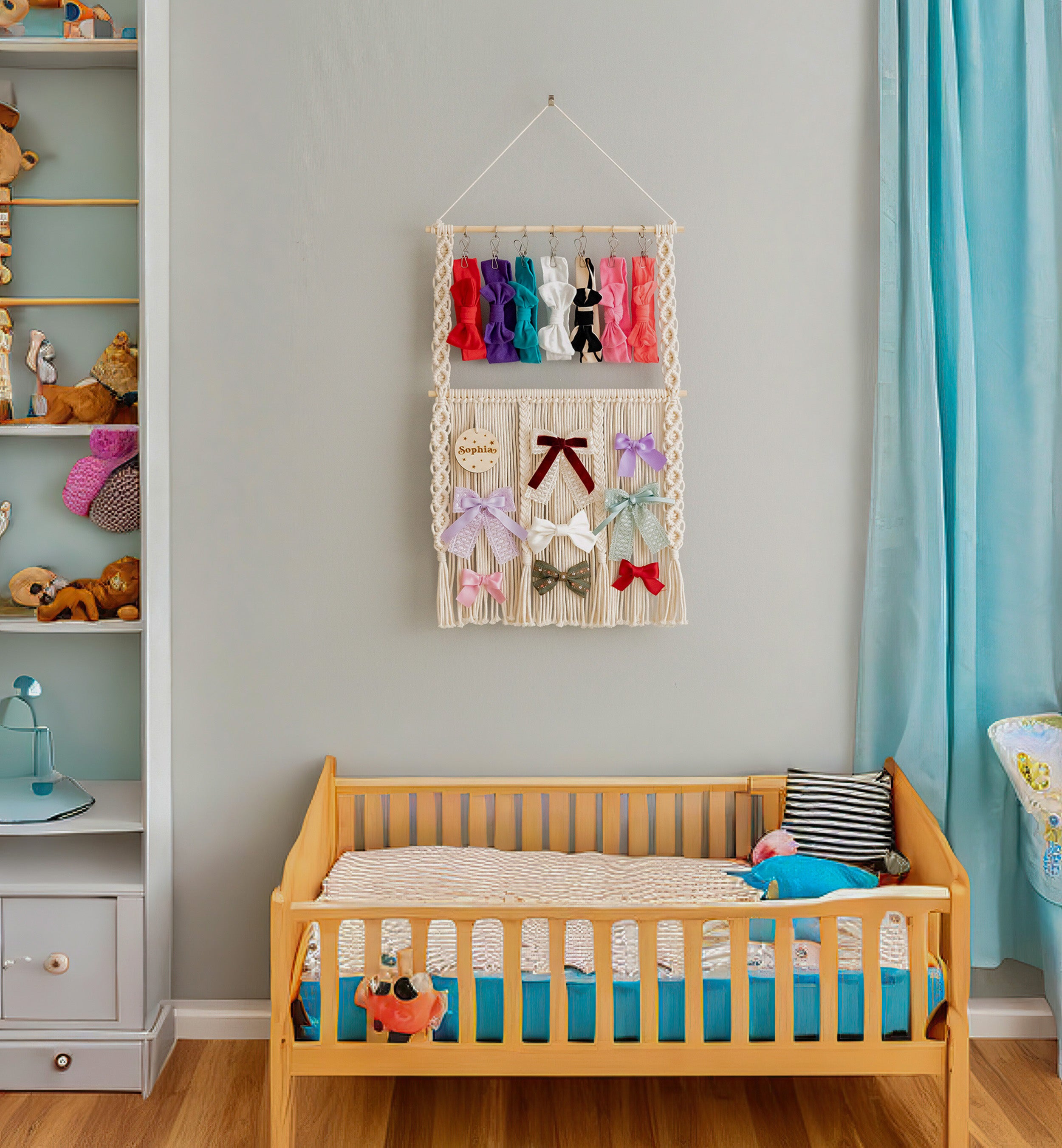 Soporte de lazo de macramé personalizado para la decoración de la habitación de los niños