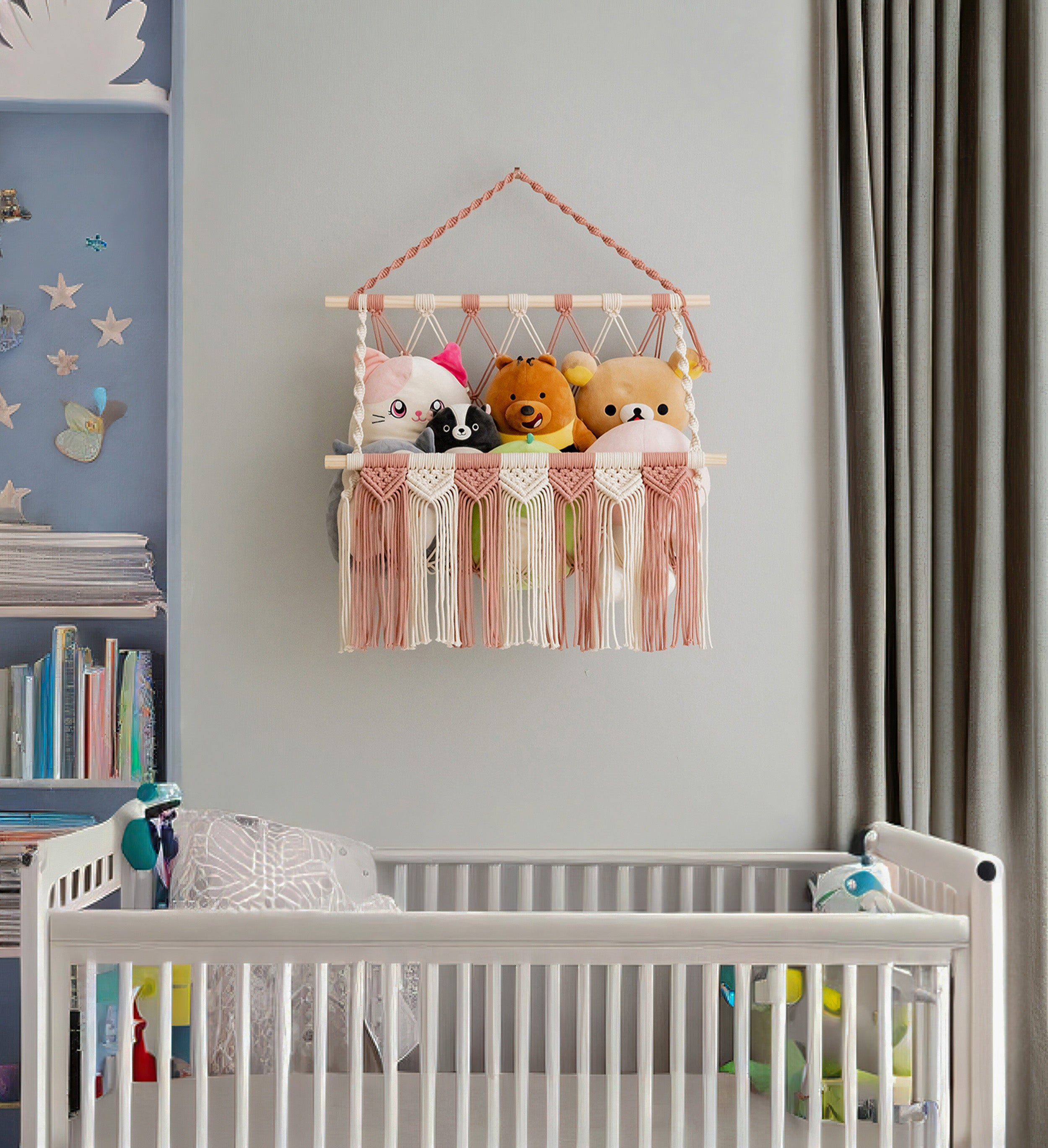 Macrame Toy Hammock for Wall - Plush Storage & Nursery Decor I65